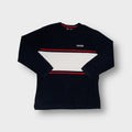 Ralph Lauren sweater in navy blue with a central white chest band and embroidered logo.