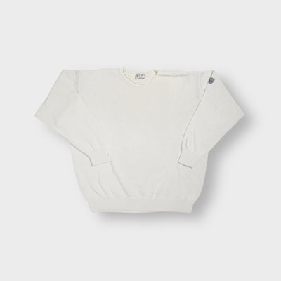 Joop knit sweater in beige with an embroidered crest logo patch on the sleeve