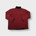 Lacoste red fleece pullover sweater with half-zip collar and crocodile logo