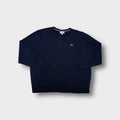Lacoste Sport crewneck sweater in navy blue with an embroidered crocodile patch on the chest.