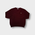 Lacoste knit sweater in dark red featuring an embroidered crocodile logo on chest