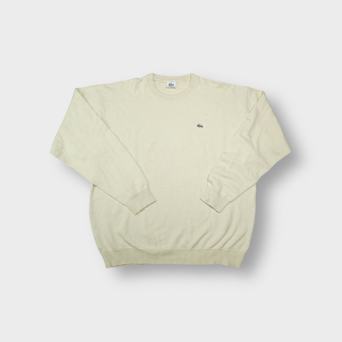 Lacoste crew neck knit sweater in yellow featuring an embroidered crocodile chest logo