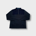 Blue Barbour sweater with a half-zip neckline and embroidered chest logo