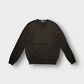 Ralph Lauren V-neck sweater in brown with an embroidered green pony logo on the chest