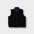 Ralph Lauren fleece vest in black featuring a blue inner collar lining