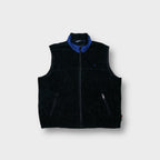 Ralph Lauren fleece vest in black featuring a blue inner collar lining