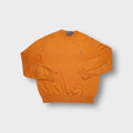 Ralph Lauren crewneck knit sweater in orange with a green embroidered pony chest logo