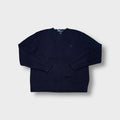 Ralph Lauren navy blue knit sweater with small embroidered logo on left chest