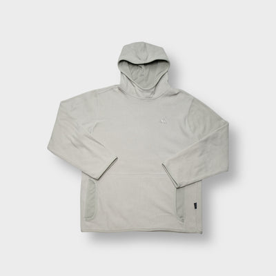 Adidas fleece sweater in beige with small embroidered logo and mesh-lined hood