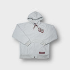 Nike fleece jacket in grey featuring maroon BG varsity applique on chest