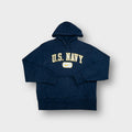Nike hoodie sweater in navy blue featuring yellow U.S. Navy lettering on the chest.