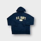 Nike hoodie sweater in navy blue featuring yellow U.S. Navy lettering on the chest.