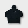 Nike hoodie in black with small white embroidered chest swoosh logo