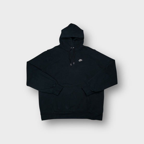 Nike hoodie in black with small white embroidered chest swoosh logo