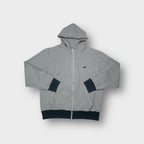 Nike full-zip hoodie in grey with dark ribbed cuffs and a small chest logo