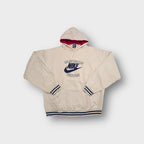 Nike beige hoodie with embroidered Beaverton Oregon swoosh chest logo