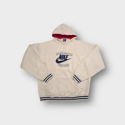 Nike beige hoodie with embroidered Beaverton Oregon swoosh chest logo