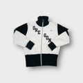 White Nike zip sweatjacket with black Oregon chest lettering and high collar