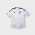 Adidas DFB 2012 white football jersey featuring thin diagonal pinstripes and team crest