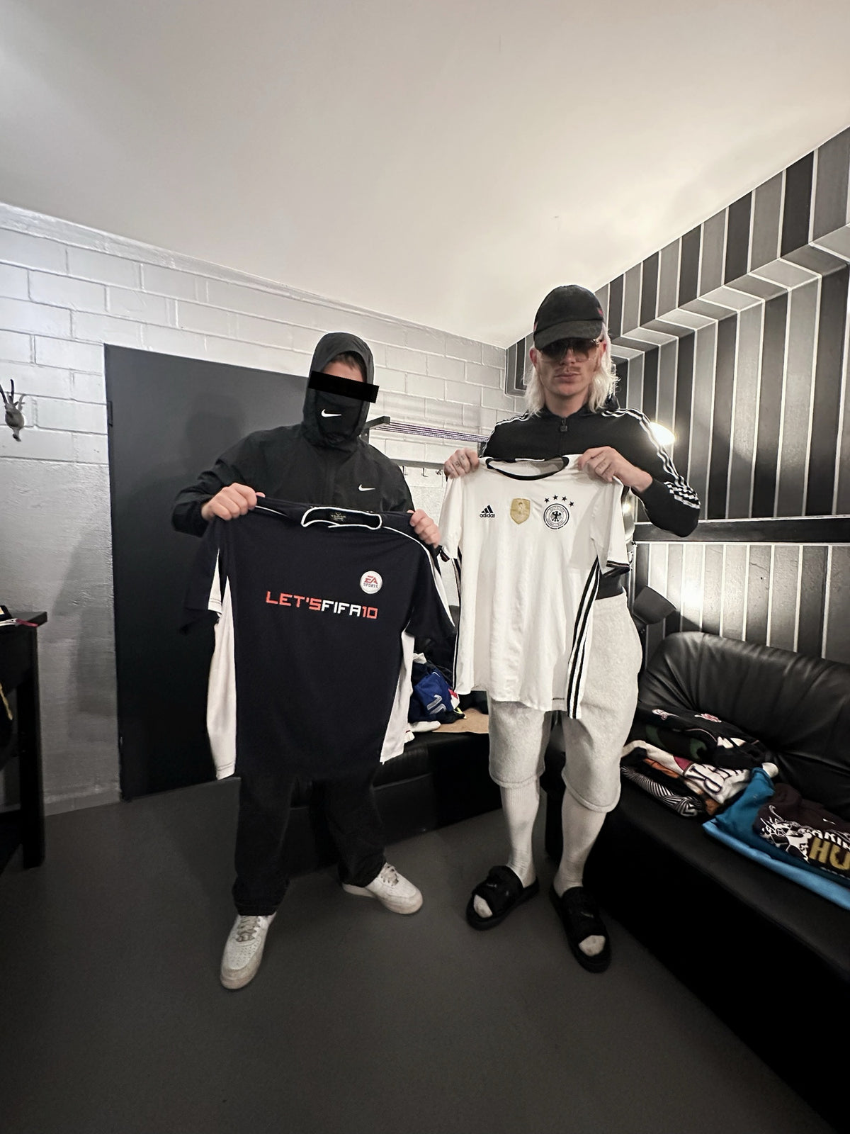 White Germany jersey and a black football t-shirt from the ninetyvintage shop.