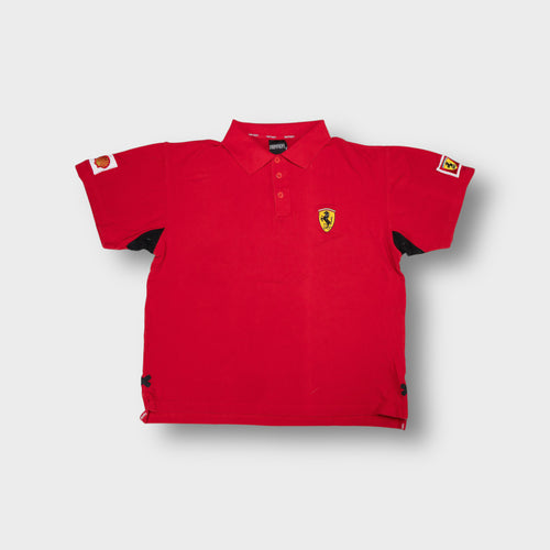 Ferrari polo shirt in red featuring an embroidered Scuderia horse shield patch