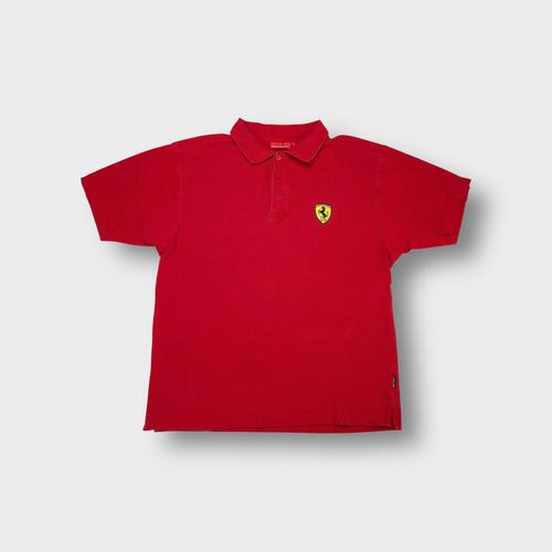 Ferrari polo shirt in red with embroidered yellow prancing horse shield patch