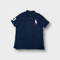 Ralph Lauren polo shirt in navy blue with a large white embroidered pony logo
