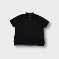 Ralph Lauren polo shirt in black with contrast orange stitching and blue chest logo