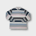 Gant polo shirt in grey and multicolor featuring horizontal stripes and chest logo.
