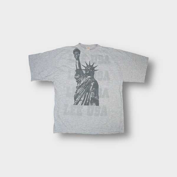 Lee T-Shirt in grey featuring a large Statue of Liberty graphic print across the front
