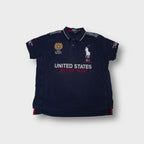 Ralph Lauren navy blue polo shirt with United States Racing Team embroidery and big pony logo