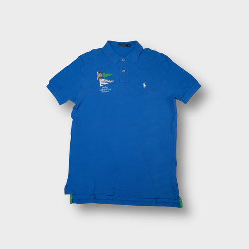 Ralph Lauren polo shirt in blue with P.R.L Yacht Club embroidered graphic