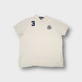 Ralph Lauren polo shirt in white featuring embroidered chest crest and number three