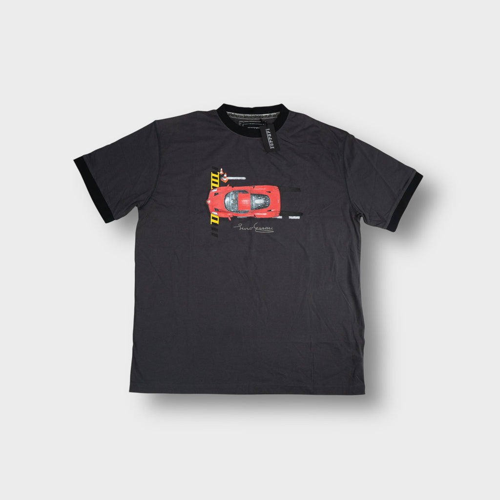Ferrari T-Shirt in grey featuring a red Enzo supercar printed on the front