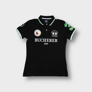 La Martina polo shirt in black with Bucherer 1888 and German Polo Tour embroidery