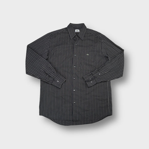 Lacoste long-sleeve shirt in black and white stripes with crocodile logo on chest