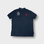 Ralph Lauren polo shirt in navy with red embroidered big pony and USA flags graphic