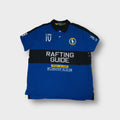 Ralph Lauren polo shirt in blue with black Rafting Guide print across front