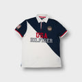 Tommy Hilfiger polo shirt in navy and white with USA Hilfiger chest embroidery
