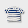 Ralph Lauren polo shirt in white and blue stripes with an embroidered red pony logo.
