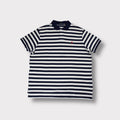 Ralph Lauren polo shirt in navy and white stripe with red embroidered logo