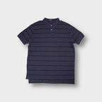 Ralph Lauren polo shirt in purple and green with dark horizontal stripes