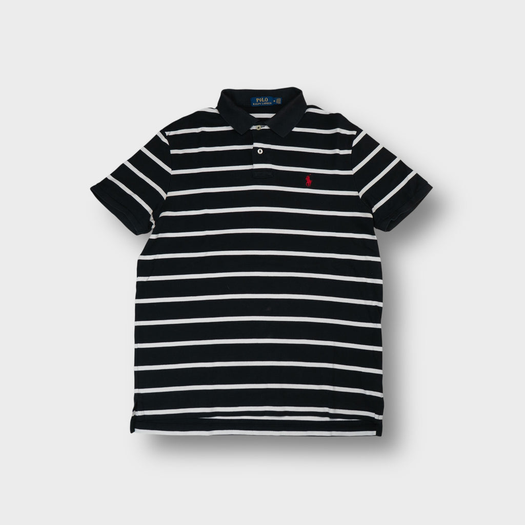 Polo Ralph Lauren polo shirt in black and white stripes with a red embroidered pony.