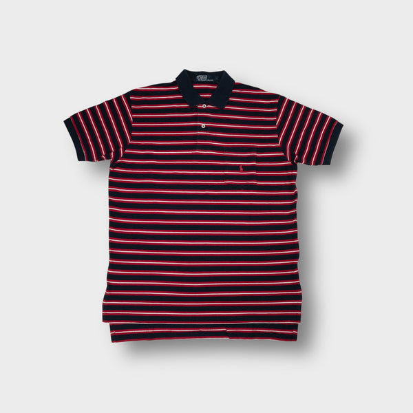 Ralph Lauren polo shirt in navy and red stripes with a chest pocket