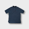 Ralph Lauren polo shirt in navy blue striped pattern with embroidered chest pony logo