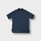 Ralph Lauren polo shirt in navy blue striped pattern with embroidered chest pony logo