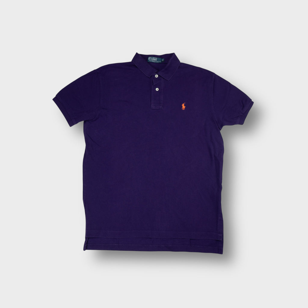 Polo Ralph Lauren polo shirt in purple with orange embroidered pony logo on the chest