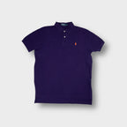 Polo Ralph Lauren polo shirt in purple with orange embroidered pony logo on the chest