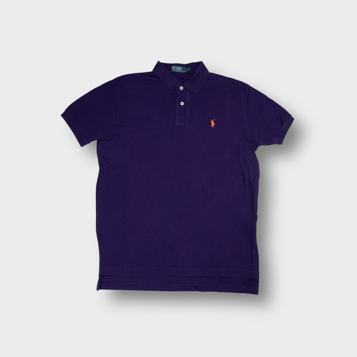 Polo Ralph Lauren polo shirt in purple with orange embroidered pony logo on the chest