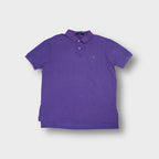 Ralph Lauren short-sleeved polo shirt in purple with green embroidered pony logo on chest